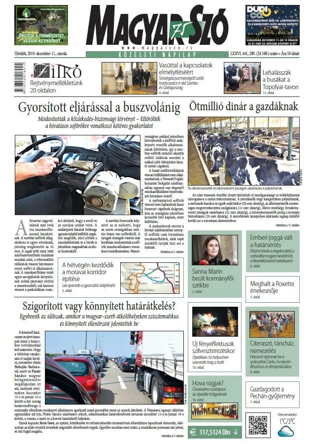 Magyar Szó, 76. évf. 2019. december 11. 289. sz. 1–16. oldal