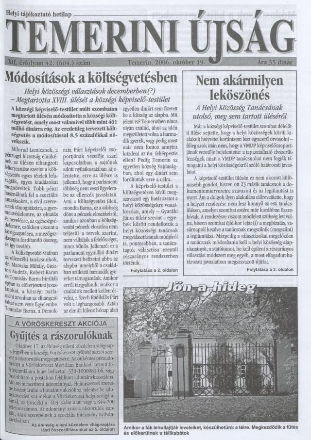 Temerini Újság, 12. évf. 2006. október 19. 42. sz.
