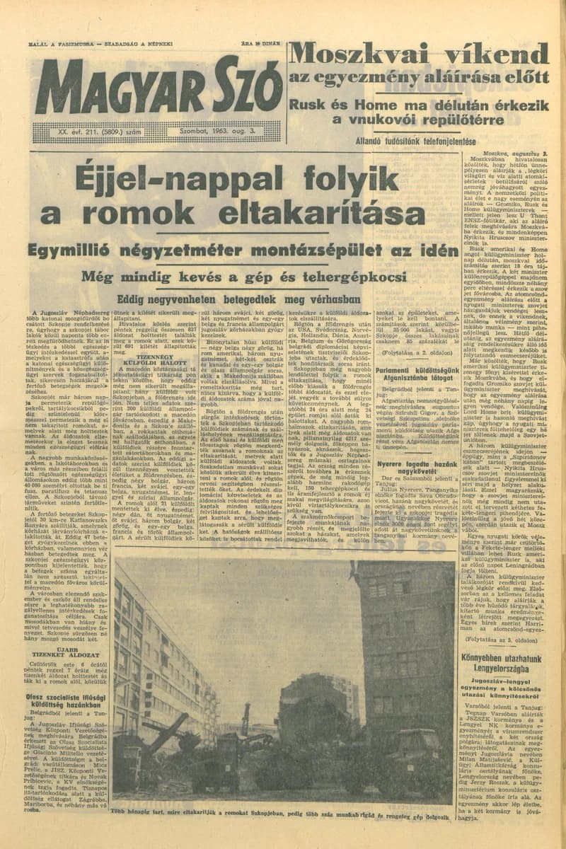 Magyar Szó, 20. évf. 1963. augusztus 3. 211. sz. 1–12. oldal
