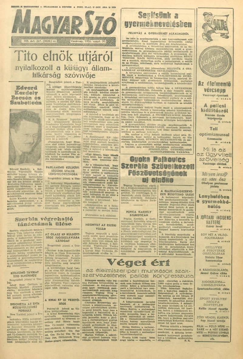Magyar Szó, 13. évf. 1956. szeptember 30. 267. sz. 1–20. oldal