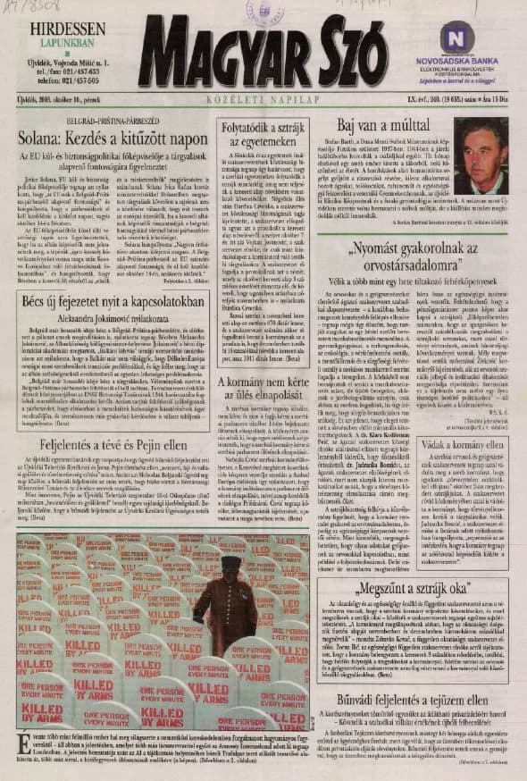 Magyar Szó, 60. évf. 2003. október 10. 240. sz. 1–20. oldal
