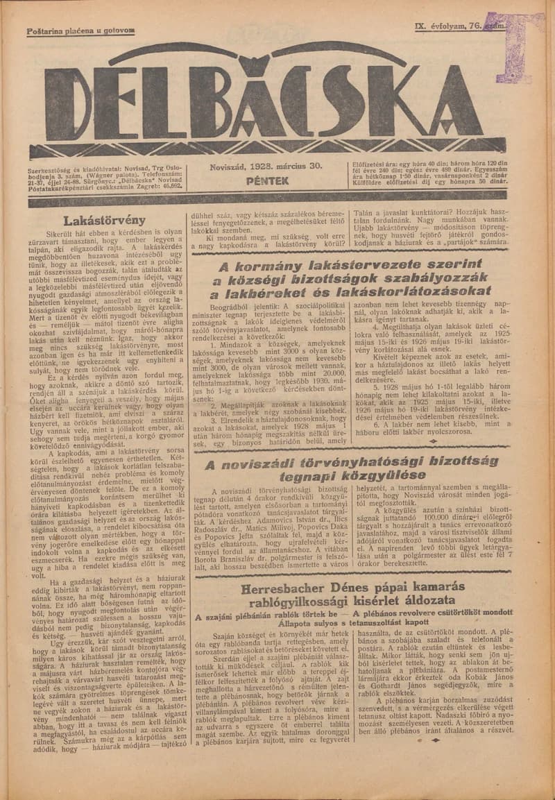 Délbácska, 9. évf. 1928. március 30. 76. sz.