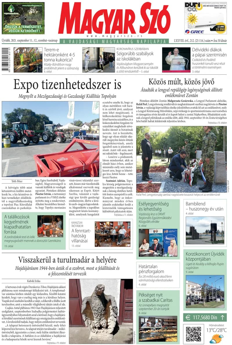 Magyar Szó, 78. évf. 2021. szeptember 11. – 12. 212. sz. 1–32. oldal