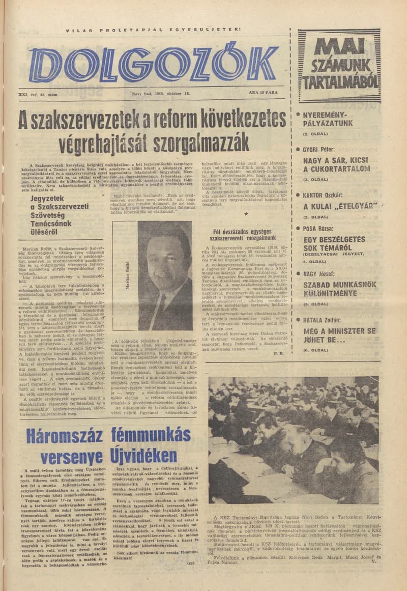 Dolgozók, 22. évf. 1968. október 18. 42. sz.