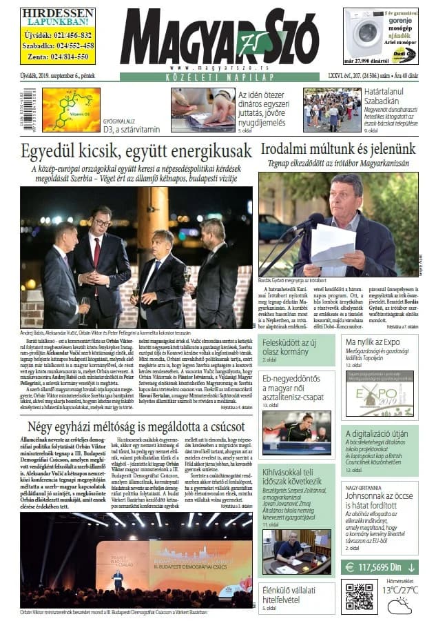 Magyar Szó, 76. évf. 2019. szeptember 6. 207. sz. 1–16. oldal