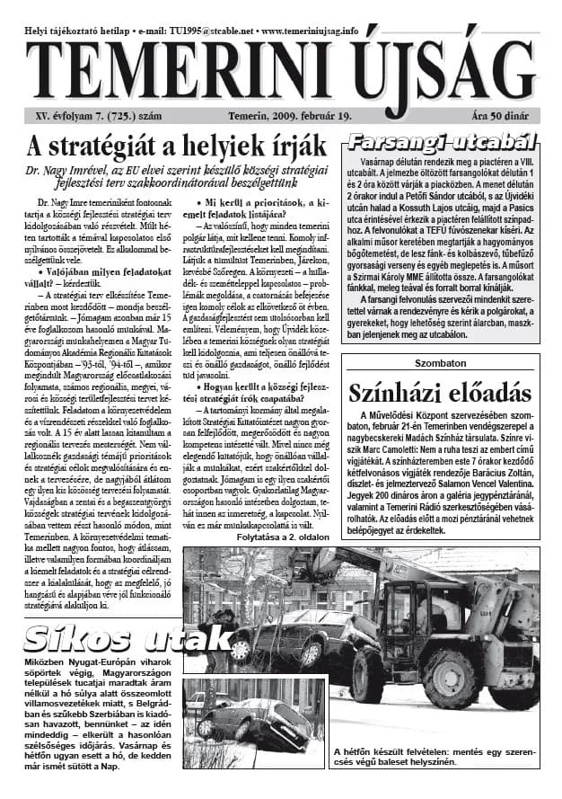 Temerini Újság, 15. évf. 2009. február 19. 7. sz.