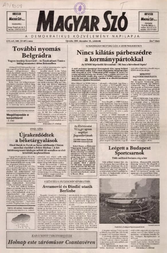 Magyar Szó, 56. évf. 1999. december 16. 249. sz. 1–16. oldal