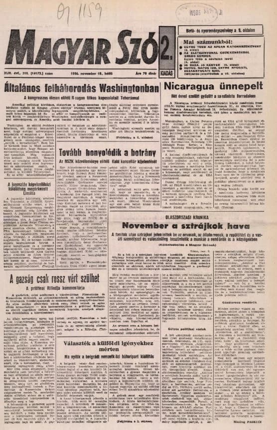 Magyar Szó, 43. évf. 1986. november 10. 310. sz. 1–20. oldal