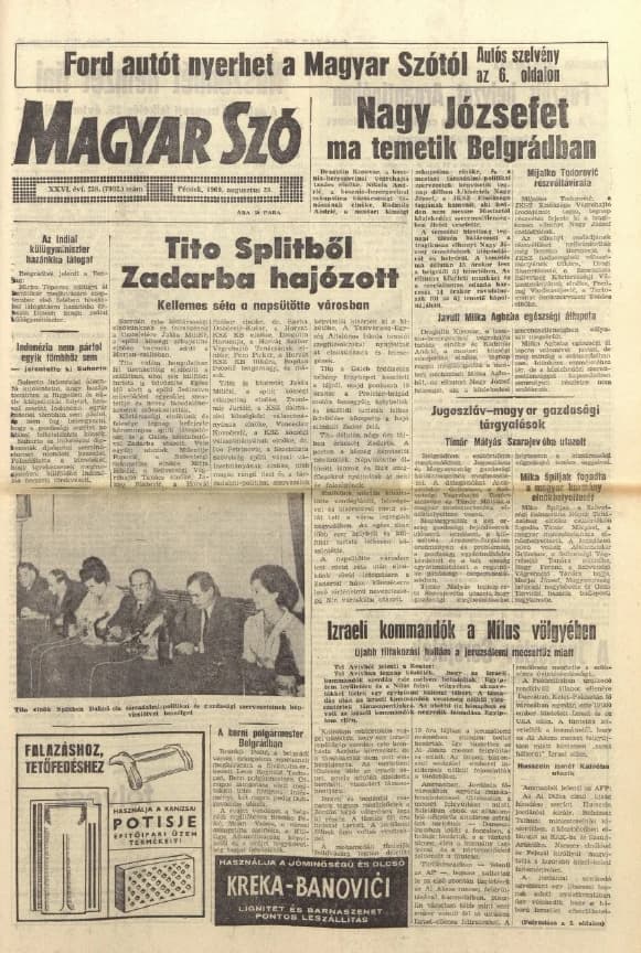 Magyar Szó, 26. évf. 1969. augusztus 29. 238. sz. 1–12. oldal