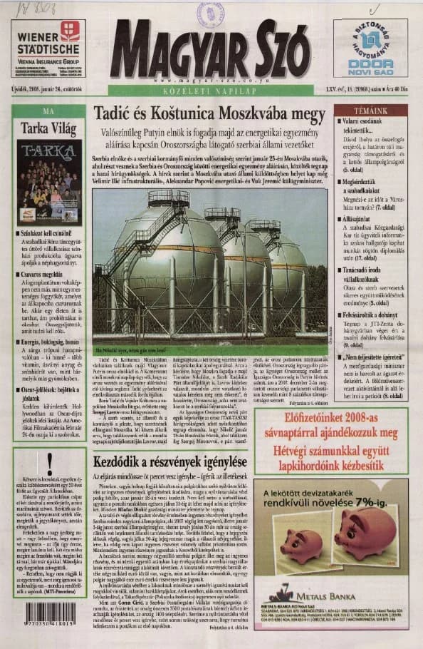 Magyar Szó, 65. évf. 2008. január 24. 18. sz. 1–20. oldal