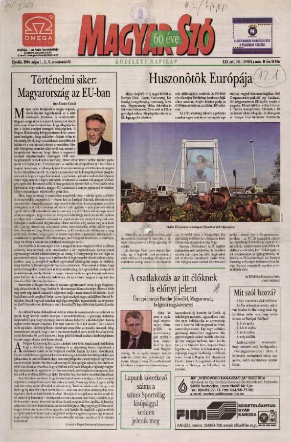 Magyar Szó, 61. évf. 2004. május 1. – 3. 101. sz. 1–24. oldal