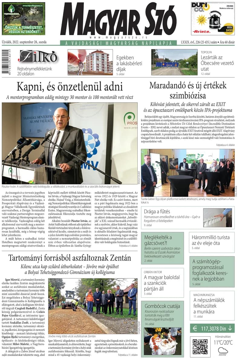 Magyar Szó, 79. évf. 2022. szeptember 28. 226. sz. 1–16. oldal