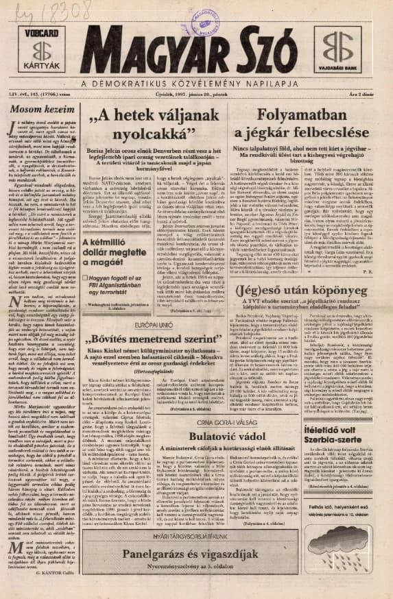 Magyar Szó, 54. évf. 1997. június 20. 143. sz. 1–16. oldal