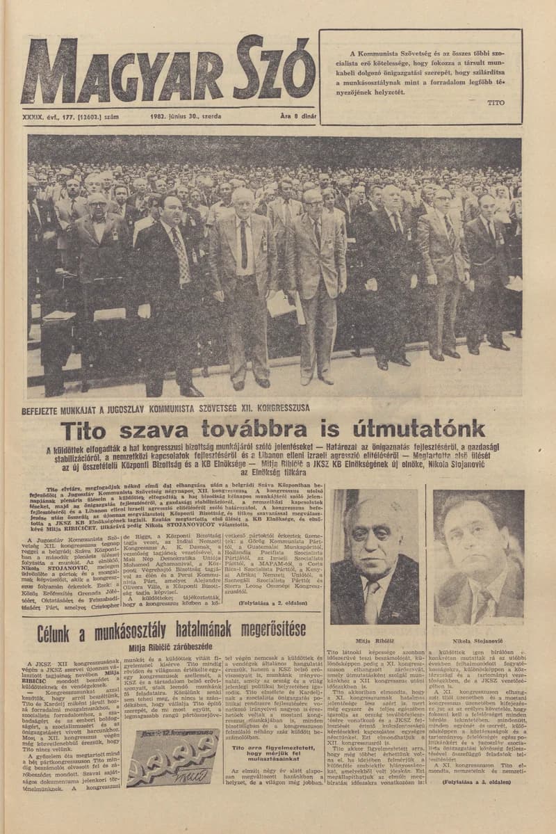 Magyar Szó, 39. évf. 1982. június 30. 177. sz. 1–32. oldal