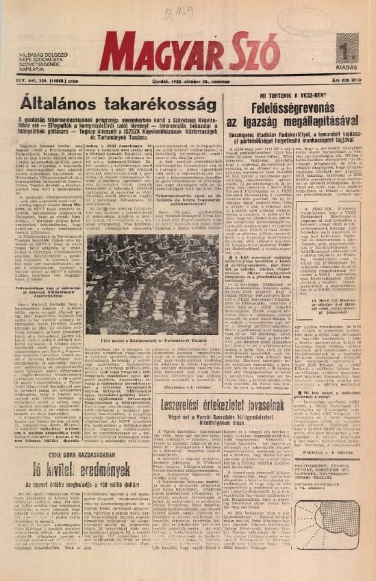 Magyar Szó, 45. évf. 1988. október 30. 300. sz.