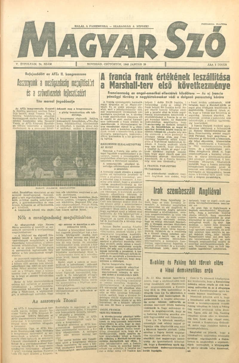 Magyar Szó, 5. évf. 1948. január 29. 24. sz. 1–8. oldal