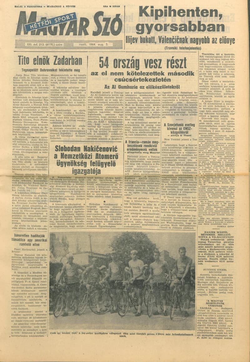 Magyar Szó, 21. évf. 1964. augusztus 3. 213. sz. 1–12. oldal
