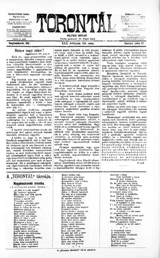 Torontál, 30. évf. 1901. július 27. 170. sz.