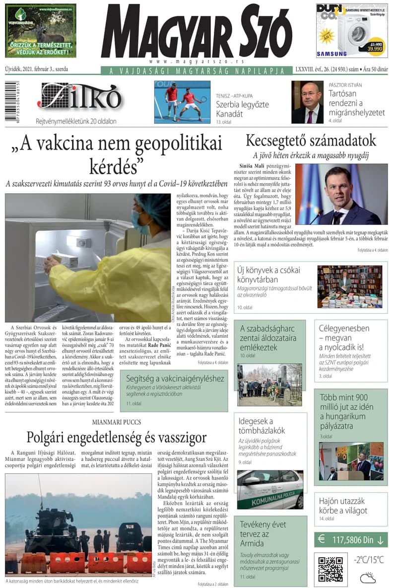 Magyar Szó, 78. évf. 2021. február 3. 26. sz. 1–16. oldal