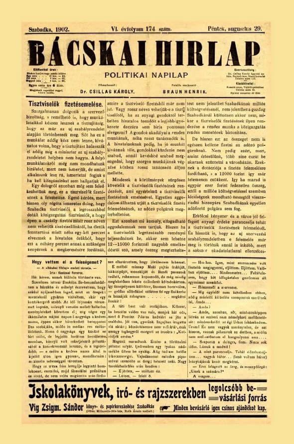 Bácskai Hirlap, 6. évf. 1902. augusztus 29. 174. sz.