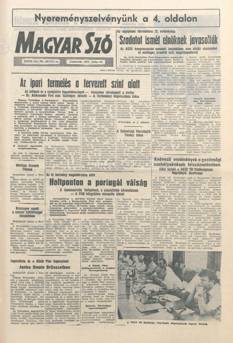 Magyar Szó, 32. évf. 1975. július 24. 201. sz.