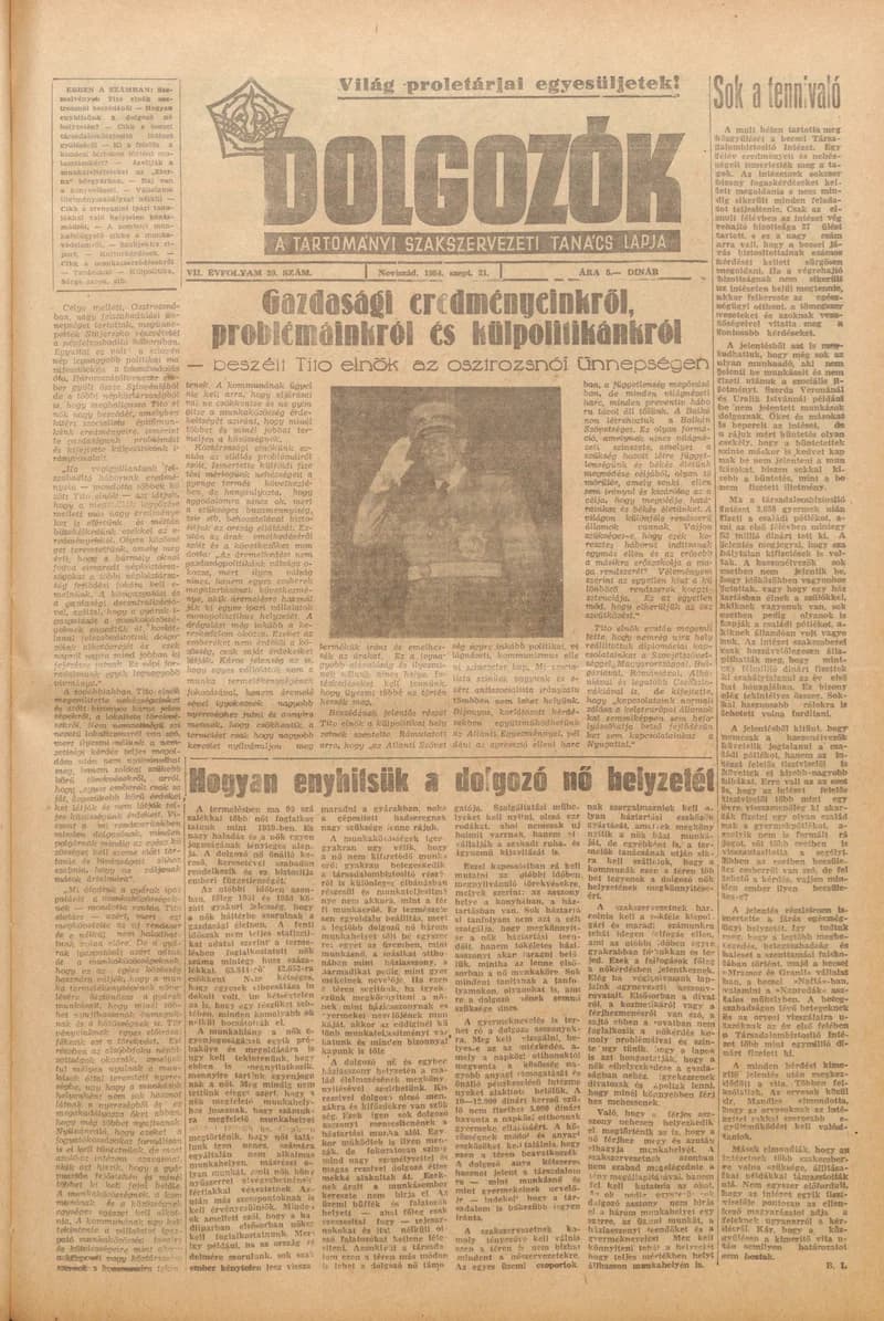 Dolgozók, 8. évf. 1954. szeptember 21. 39. sz.