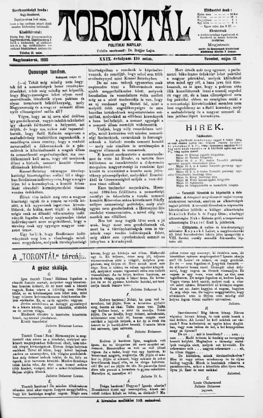 Torontál, 29. évf. 1900. május 12. 110. sz.