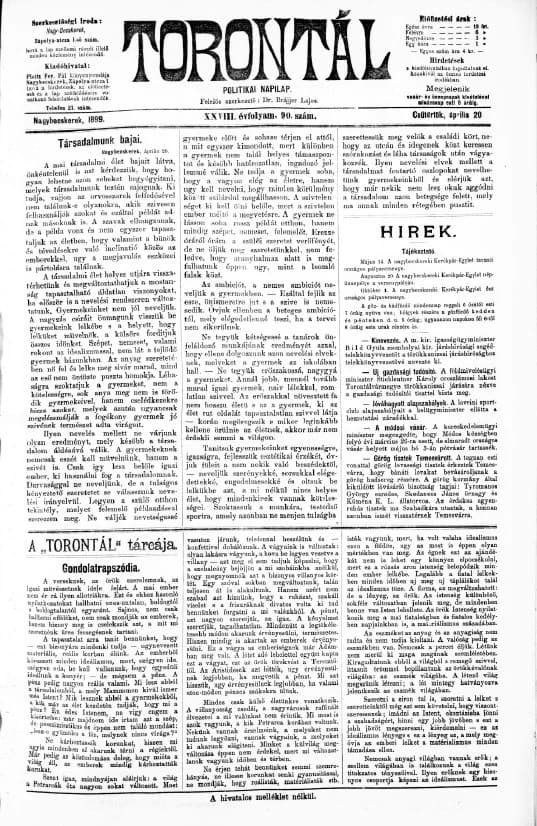 Torontál, 28. évf. 1899. április 20. 90. sz.