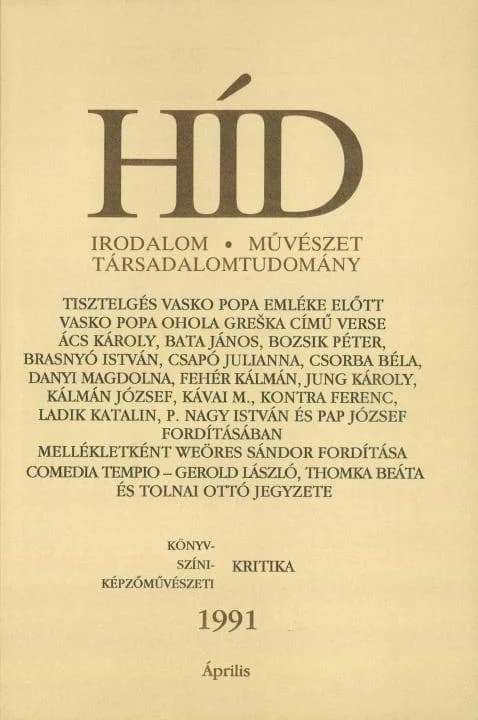 Híd, 55. évf. 1991. április. 4. sz. 297–424. oldal