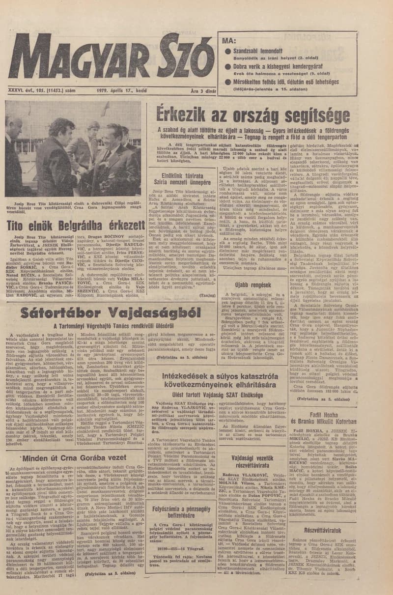 Magyar Szó, 36. évf. 1979. április 17. 105. sz. 1–20. oldal