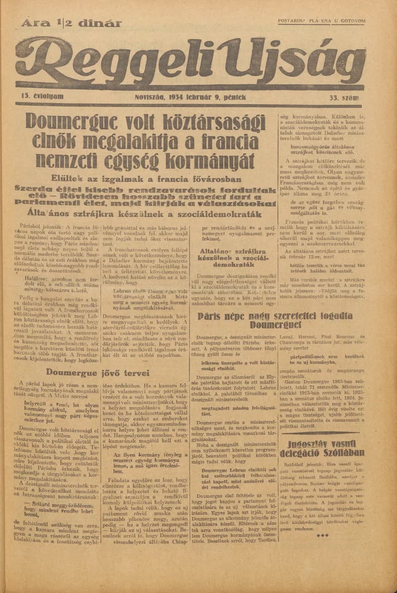 Reggeli Újság, 15. évf. 1934. február 9. 33. sz.