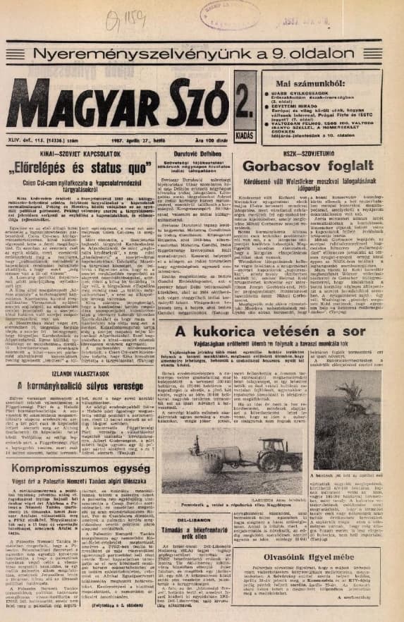 Magyar Szó, 44. évf. 1987. április 27. 115. sz. 1–20. oldal