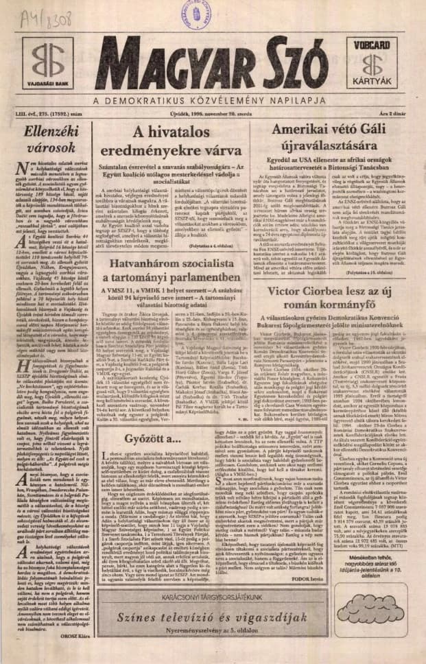 Magyar Szó, 53. évf. 1996. november 20. 275. sz. 1–16. oldal