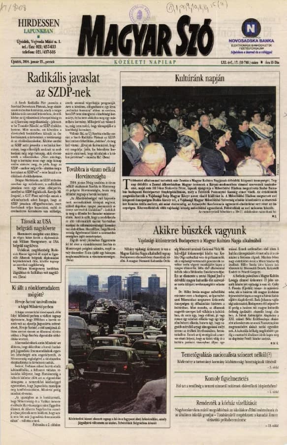 Magyar Szó, 61. évf. 2004. január 23. 17. sz. 1–20. oldal