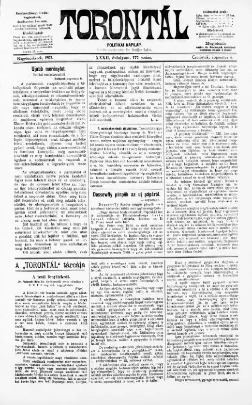 Torontál, 32. évf. 1903. augusztus 6. 177. sz.