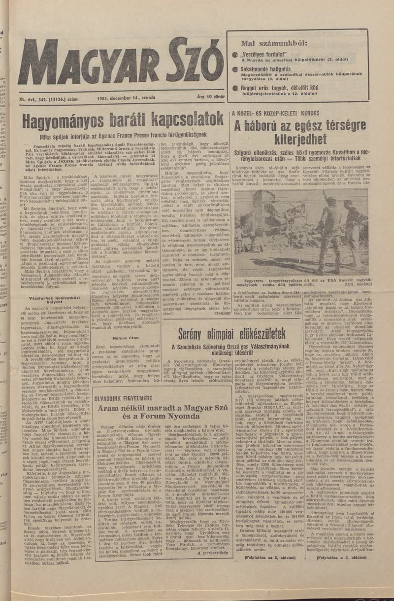Magyar Szó, 40. évf. 1983. december 14. 342. sz.