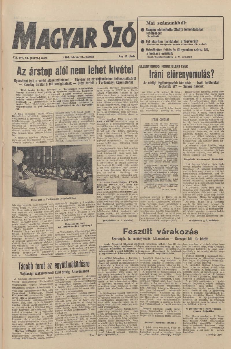 Magyar Szó, 41. évf. 1984. február 24. 53. sz. 1–20. oldal