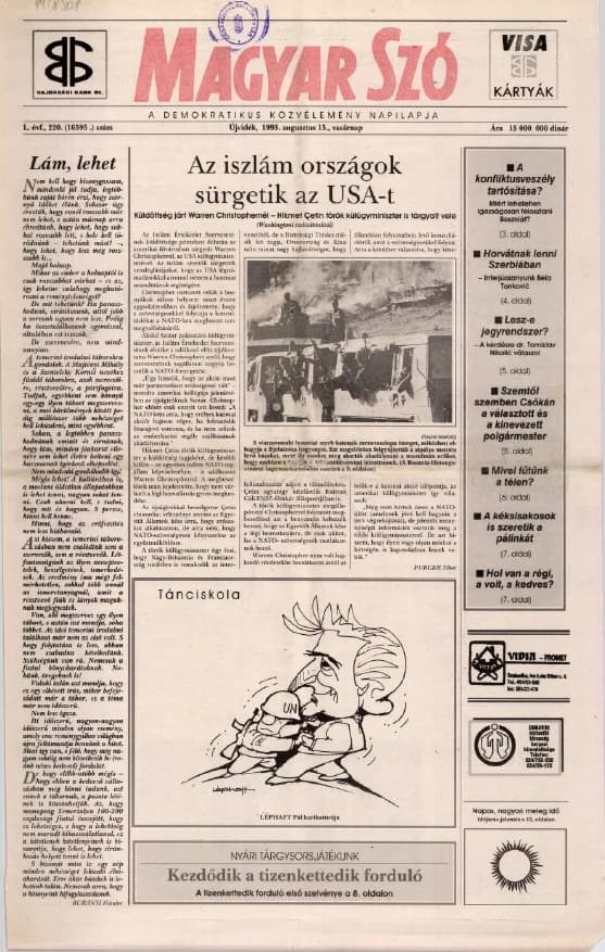 Magyar Szó, 50. évf. 1993. augusztus 15. 220. sz. 1–24. oldal