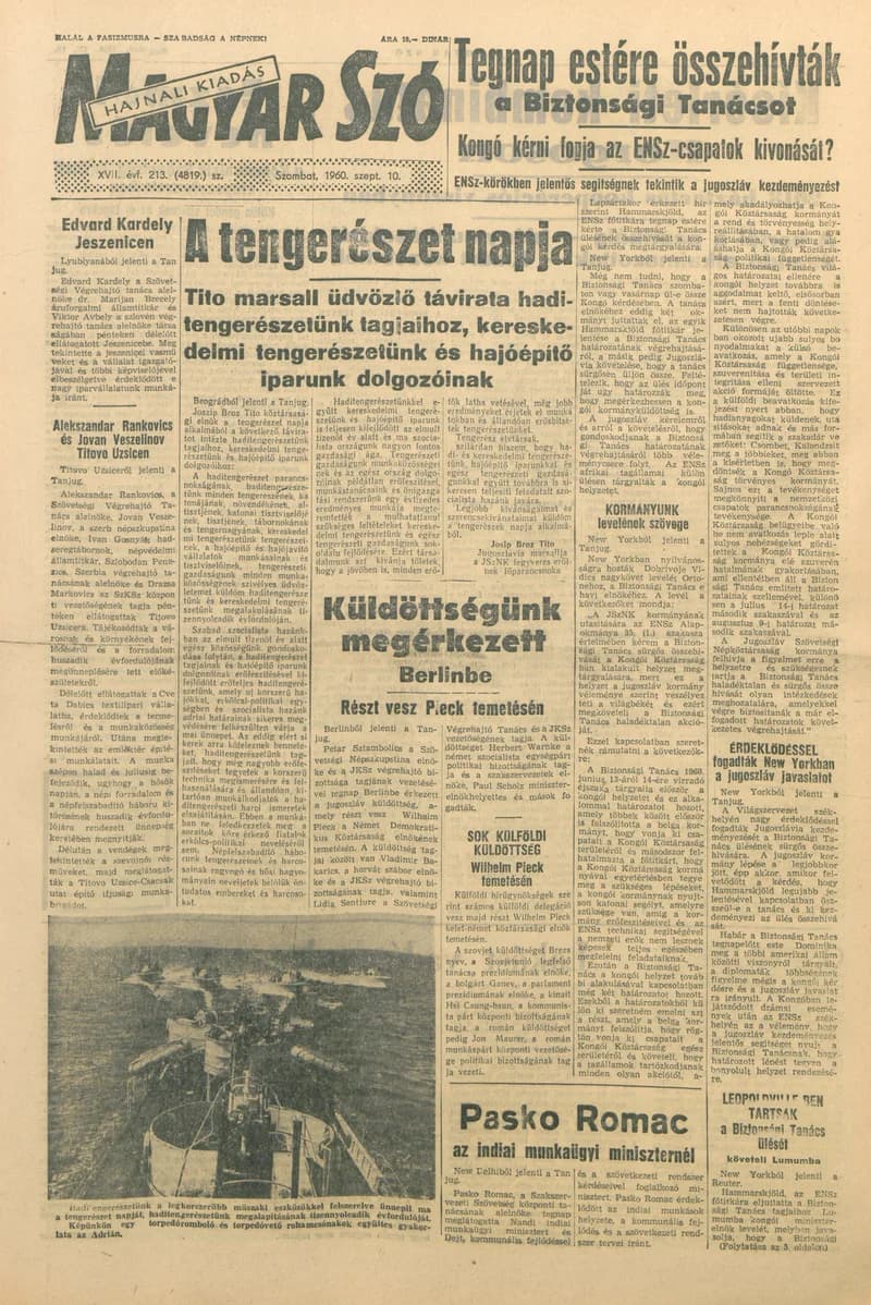 Magyar Szó, 17. évf. 1960. szeptember 10. 213. sz. 1–28. oldal