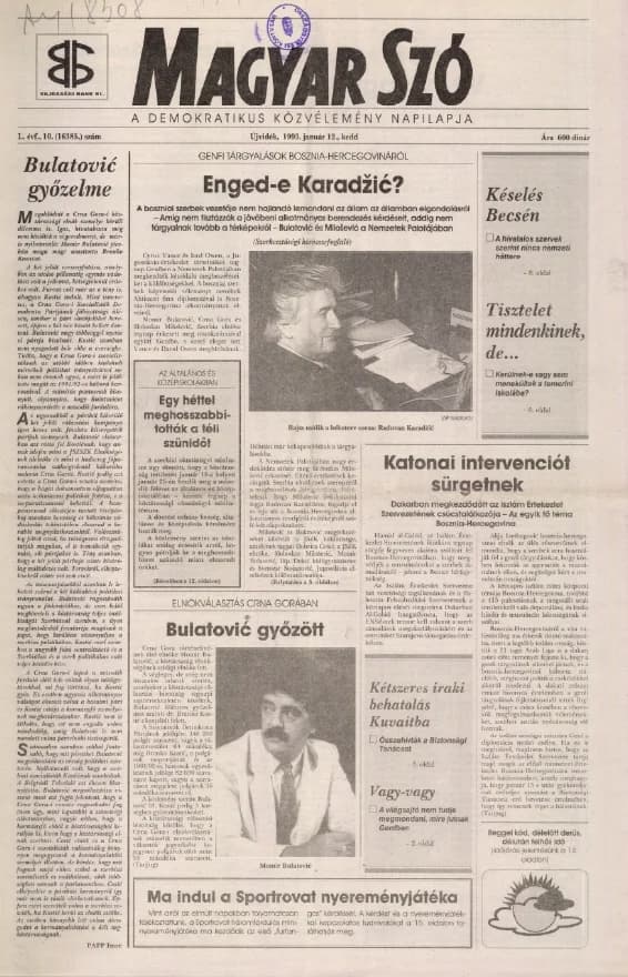Magyar Szó, 50. évf. 1993. január 12. 10. sz. 1–16. oldal
