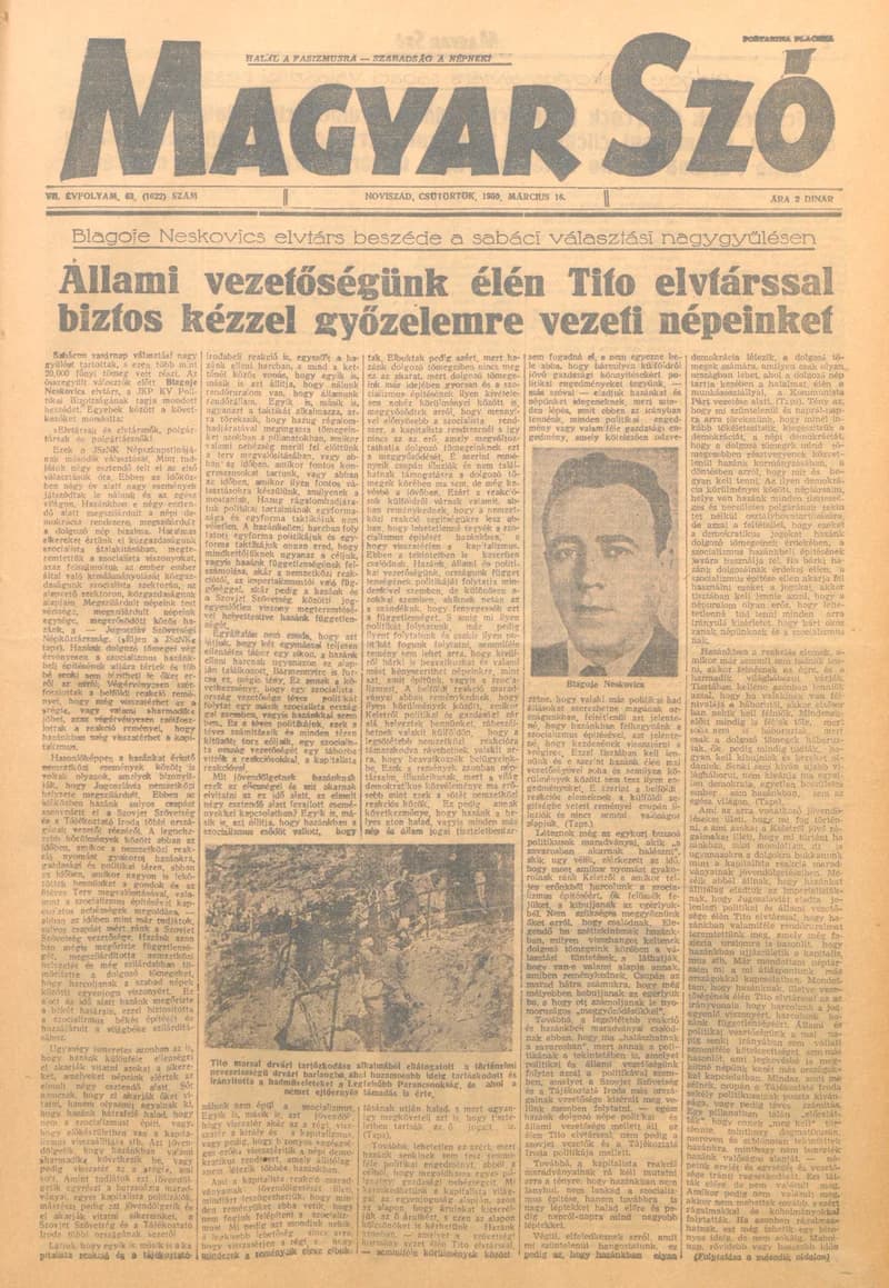 Magyar Szó, 7. évf. 1950. március 16. 63. sz. 1–4. oldal