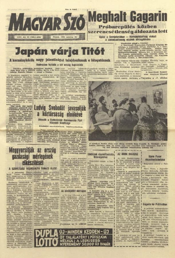 Magyar Szó, 25. évf. 1968. március 29. 87. sz. 1–12. oldal