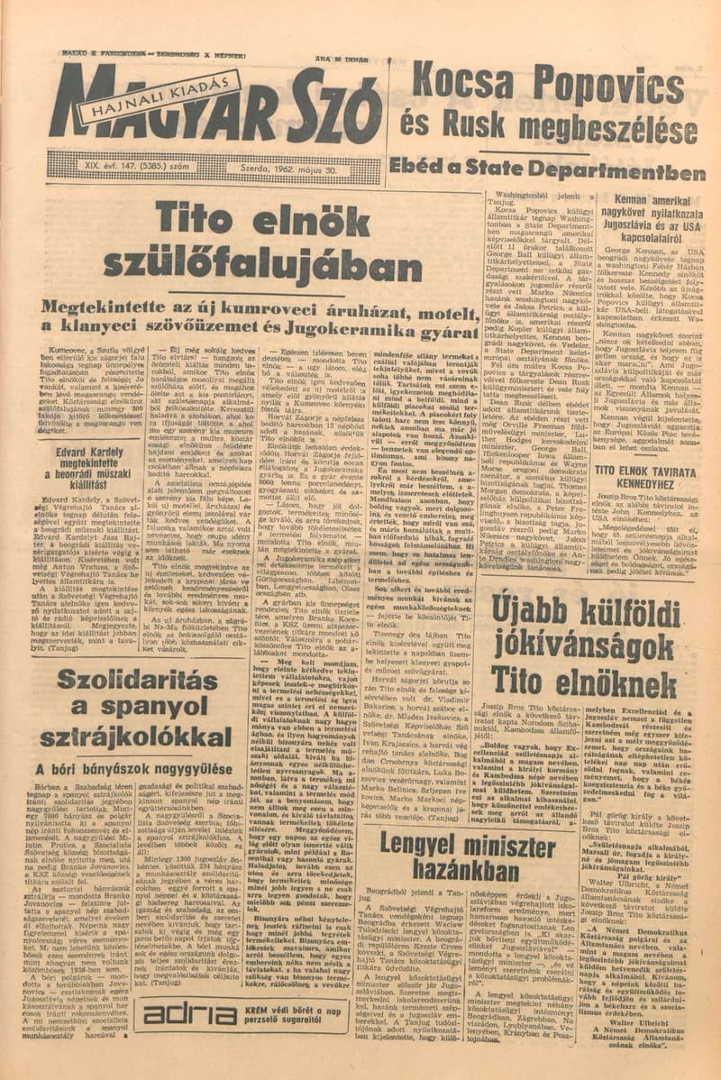 Magyar Szó, 19. évf. 1962. május 30. 147. sz. 1–24. oldal
