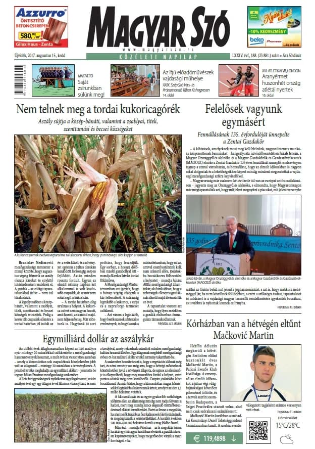 Magyar Szó, 74. évf. 2017. augusztus 15. 188. sz. 1–20. oldal