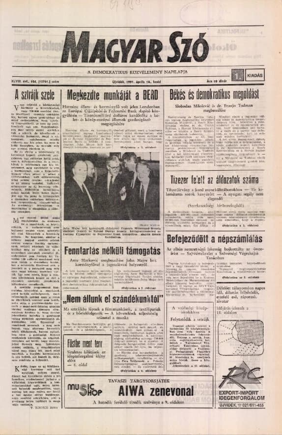 Magyar Szó, 48. évf. 1991. április 16. 104. sz. 1–20. oldal