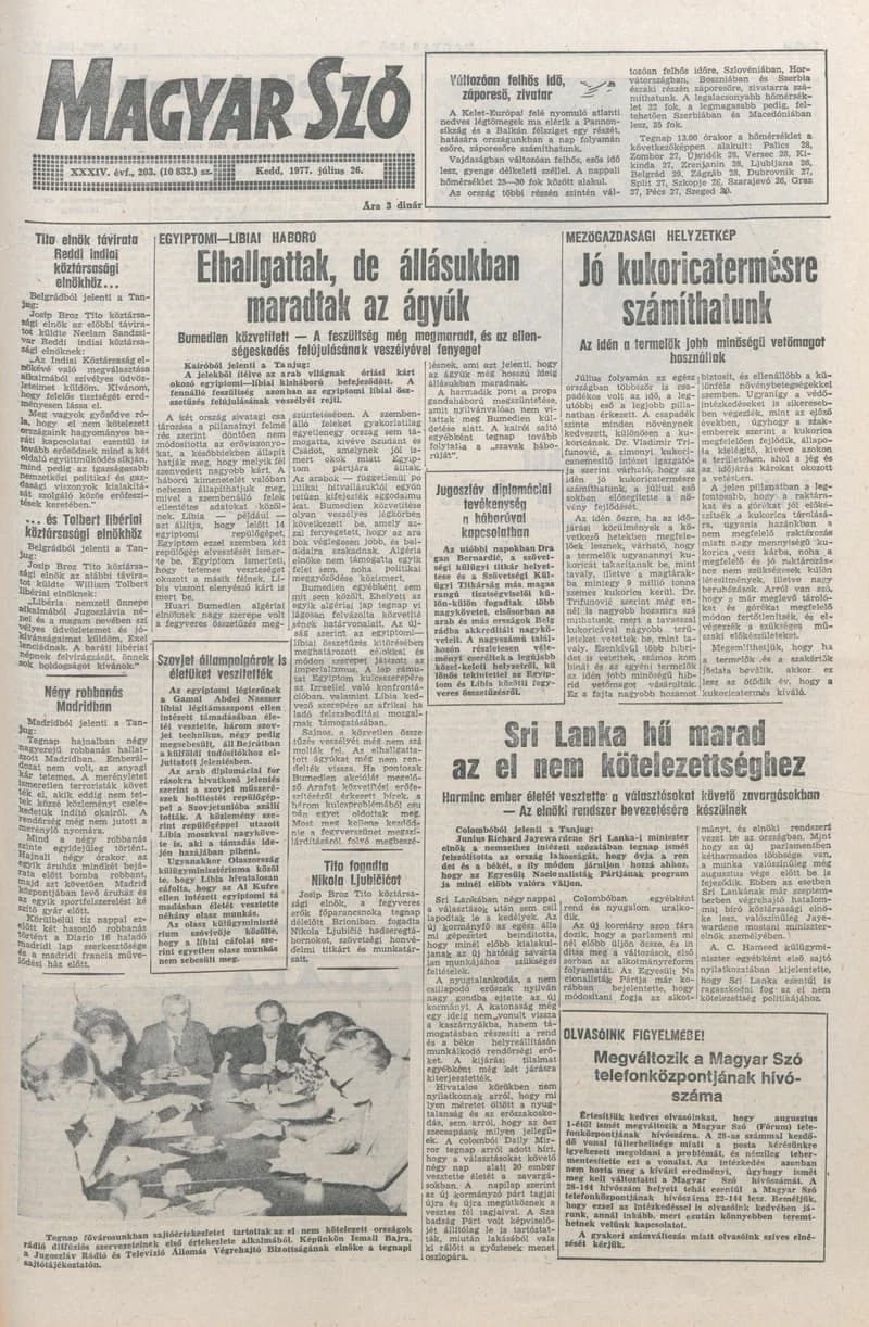 Magyar Szó, 34. évf. 1977. július 26. 203. sz.