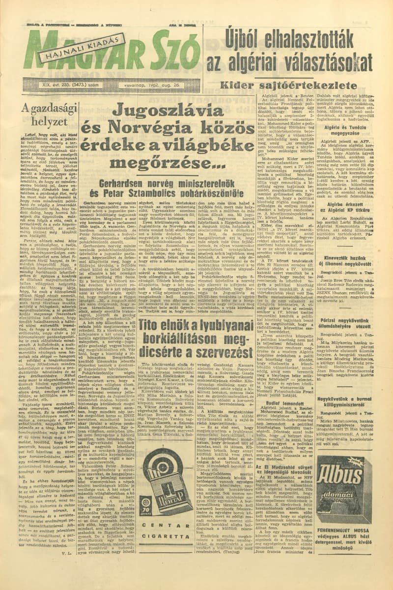 Magyar Szó, 19. évf. 1962. augusztus 26. 235. sz. 1–24. oldal