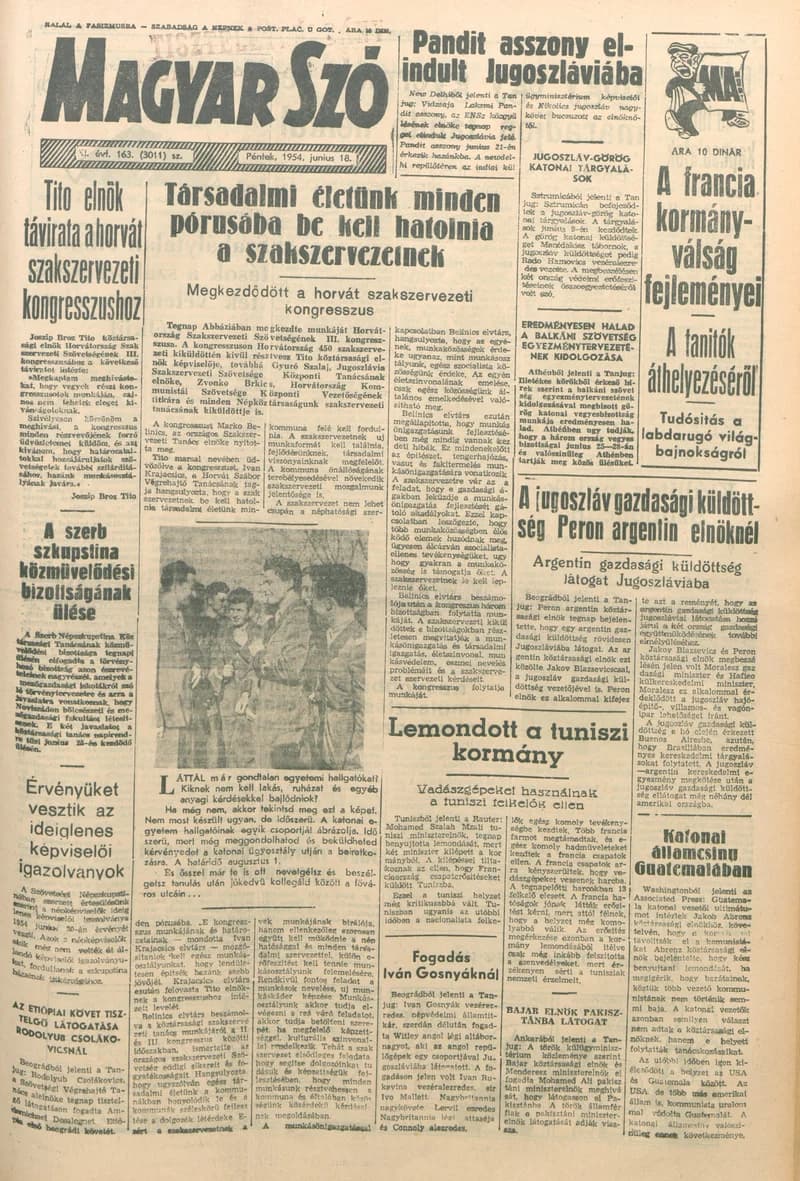 Magyar Szó, 11. évf. 1954. június 18. 163. sz. 1–8. oldal