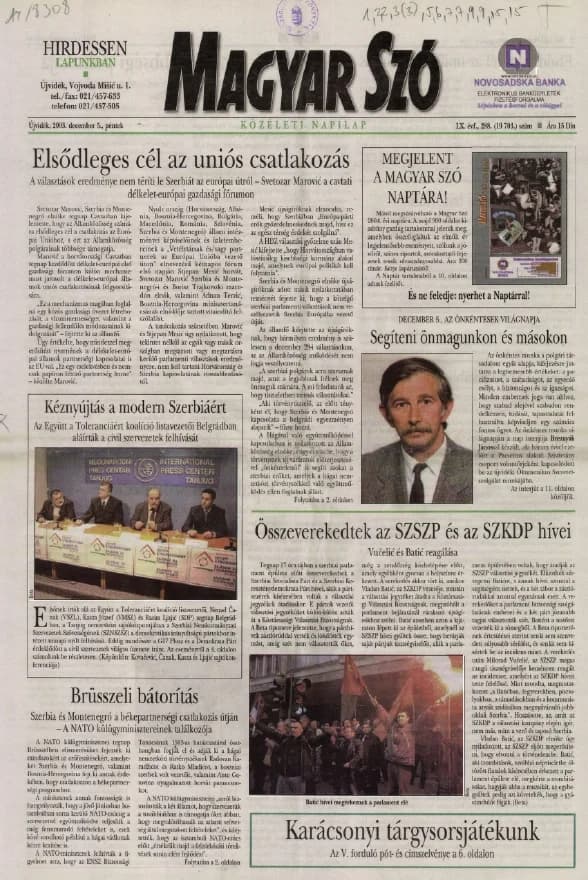 Magyar Szó, 60. évf. 2003. december 5. 288. sz. 1–20. oldal