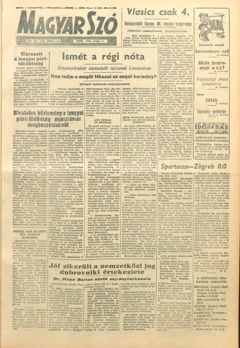 Magyar Szó, 13. évf. 1956. szeptember 3. 240. sz. 1–10. oldal